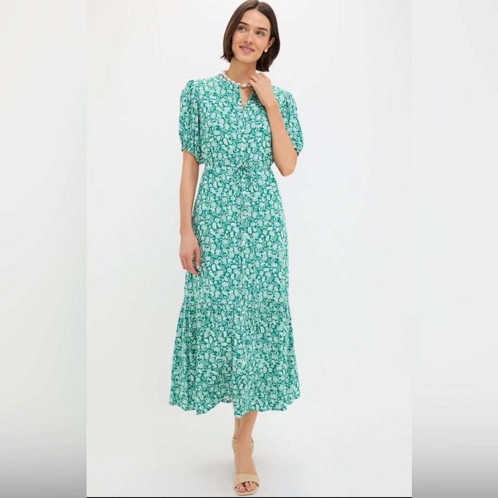 Tuckernuck Hyacinth House Green White Floral Maxi Dress Women’s Size XXL